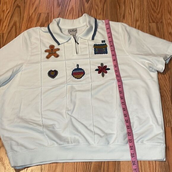 Vintage Koret Christmas Shirt, grandma pullover, white, gingerbread man, 1X, XL - Picture 4 of 6